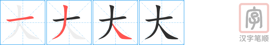 大的笔顺分步演示（一笔一画写字）