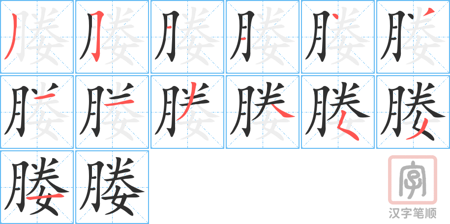 媵的笔顺分步演示（一笔一画写字）